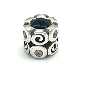 Pandora Sterling Silver Fantasy Swirl Bead Charm - Silver 925 CZ #790263
